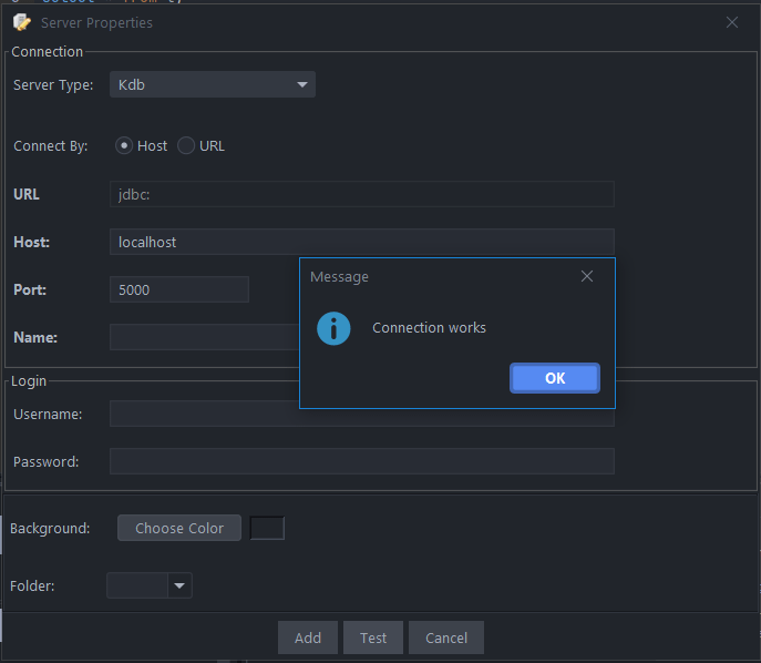 Add kdb+ Connection