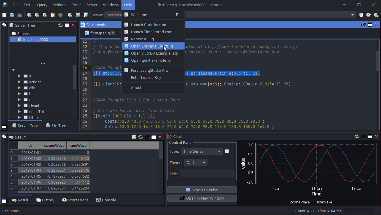 Run kdb+ Select