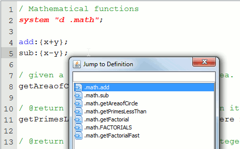 Outline Code and Jump to Definition