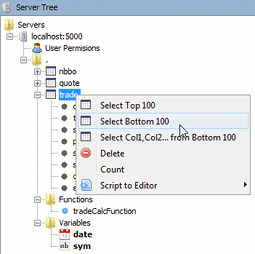 tree view of all variables that exist on a server