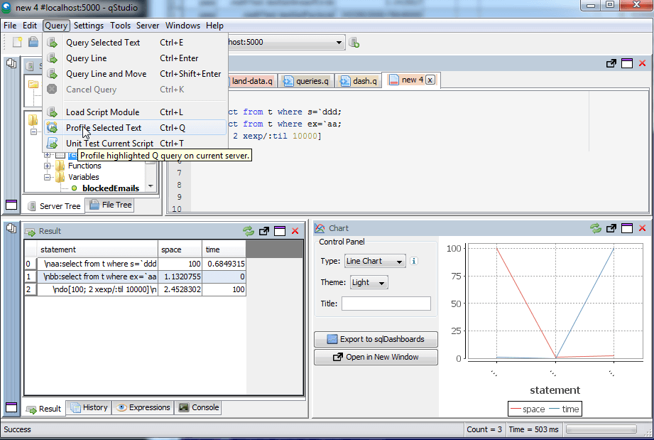 vbasic kdb language profiler