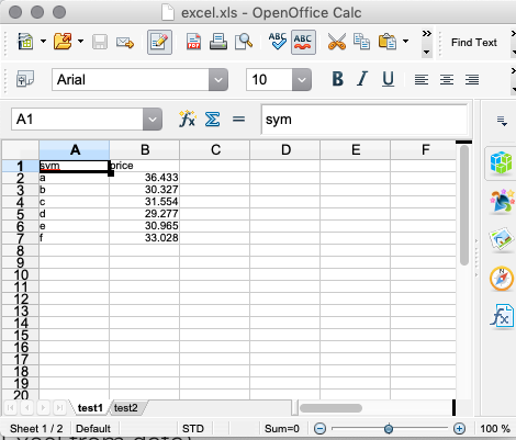 Excel spreadsheet excel.xls