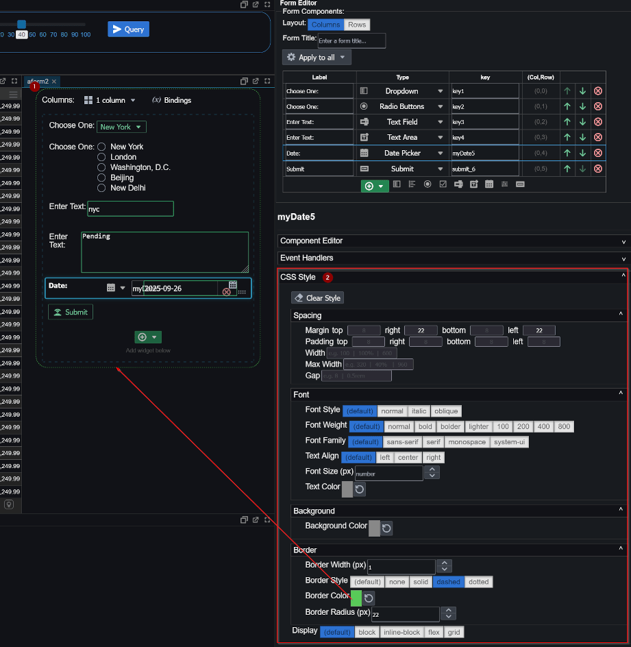 Form CSS Editor Panel