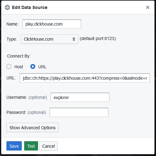 Pulse Configure Clickhouse Connection