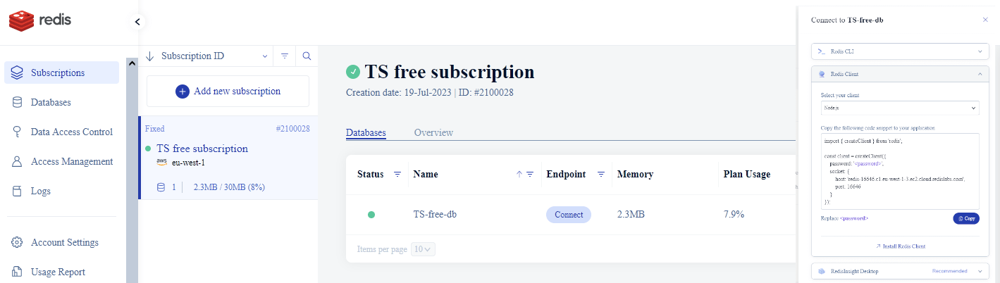 Redis Cloud Config