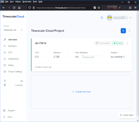 Create Timescale Database Server