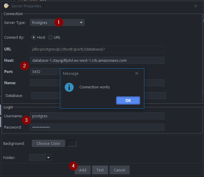 Add PostgreSQL Connection