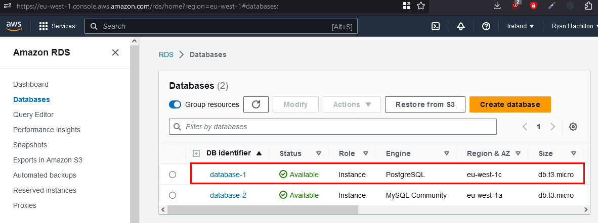 PostgreSQL Console