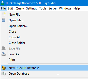 Create new DuckDB Database