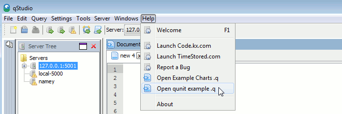 Opening example unit tests within qStudio IDE