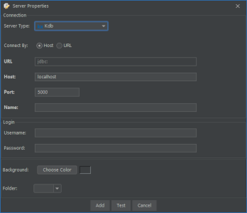 QStudio Add Server Dialog