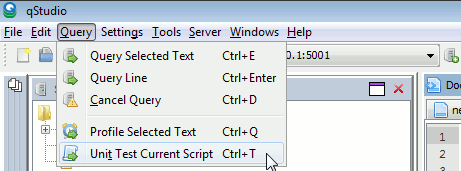 Running unit tests within kdb